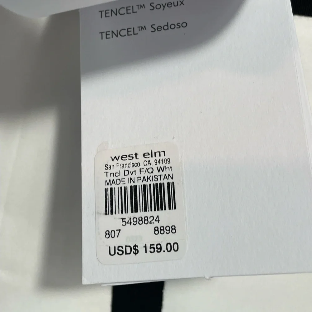 West Elm Silky TENCEL™ Duvet Cover Queen White